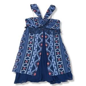 BCBGeneration Dress Size 8 Layered A-line Dress Chiffon Cocktail Dress Sapphire